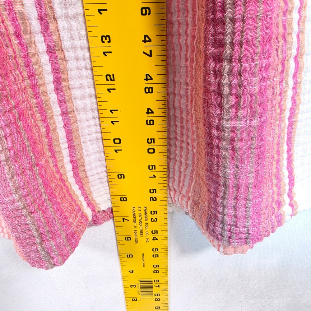 Faherty Sarah Tiered Maxi Dress Womens M Pink Coastal Boho Festival Oia Stripe - Picture 6 of 16